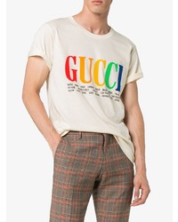 weißes bedrucktes T-Shirt mit einem Rundhalsausschnitt von Gucci