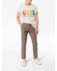 weißes bedrucktes T-Shirt mit einem Rundhalsausschnitt von Gucci