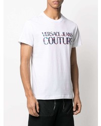 weißes bedrucktes T-Shirt mit einem Rundhalsausschnitt von VERSACE JEANS COUTURE