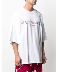 weißes bedrucktes T-Shirt mit einem Rundhalsausschnitt von Mastermind World