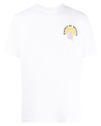 weißes bedrucktes T-Shirt mit einem Rundhalsausschnitt von Raised By Wolves