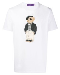 weißes bedrucktes T-Shirt mit einem Rundhalsausschnitt von Ralph Lauren Purple Label