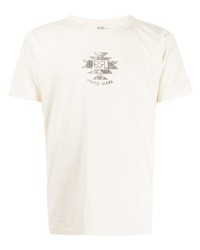 weißes bedrucktes T-Shirt mit einem Rundhalsausschnitt von Ralph Lauren RRL