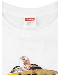 weißes bedrucktes T-Shirt mit einem Rundhalsausschnitt von Supreme