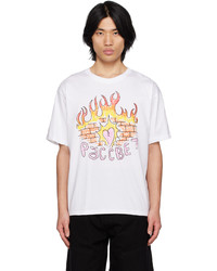weißes bedrucktes T-Shirt mit einem Rundhalsausschnitt von Rassvet