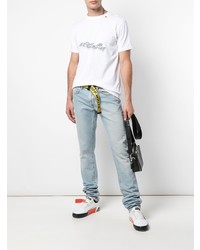 weißes bedrucktes T-Shirt mit einem Rundhalsausschnitt von Off-White