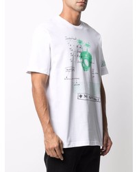 weißes bedrucktes T-Shirt mit einem Rundhalsausschnitt von Diesel