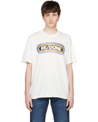 weißes bedrucktes T-Shirt mit einem Rundhalsausschnitt von RE/DONE