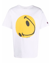 weißes bedrucktes T-Shirt mit einem Rundhalsausschnitt von Readymade