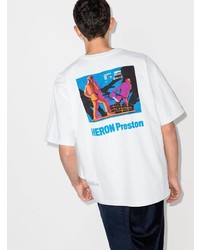 weißes bedrucktes T-Shirt mit einem Rundhalsausschnitt von Heron Preston