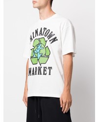 weißes bedrucktes T-Shirt mit einem Rundhalsausschnitt von Chinatown Market