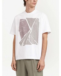 weißes bedrucktes T-Shirt mit einem Rundhalsausschnitt von Z Zegna