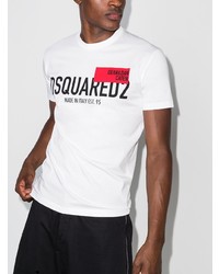 weißes bedrucktes T-Shirt mit einem Rundhalsausschnitt von DSQUARED2