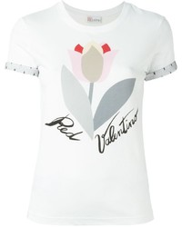 weißes bedrucktes T-Shirt mit einem Rundhalsausschnitt von RED Valentino