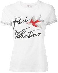 weißes bedrucktes T-Shirt mit einem Rundhalsausschnitt von RED Valentino
