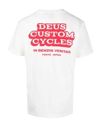 weißes bedrucktes T-Shirt mit einem Rundhalsausschnitt von Deus Ex Machina