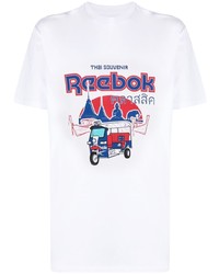 weißes bedrucktes T-Shirt mit einem Rundhalsausschnitt von Reebok