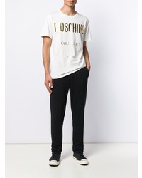 weißes bedrucktes T-Shirt mit einem Rundhalsausschnitt von Moschino