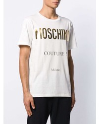 weißes bedrucktes T-Shirt mit einem Rundhalsausschnitt von Moschino