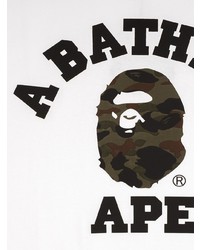 weißes bedrucktes T-Shirt mit einem Rundhalsausschnitt von A Bathing Ape