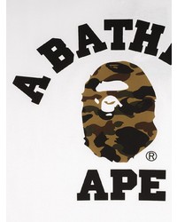 weißes bedrucktes T-Shirt mit einem Rundhalsausschnitt von A Bathing Ape