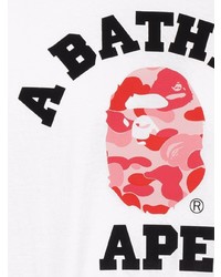 weißes bedrucktes T-Shirt mit einem Rundhalsausschnitt von A Bathing Ape