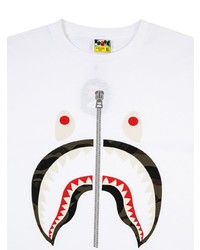 weißes bedrucktes T-Shirt mit einem Rundhalsausschnitt von A Bathing Ape