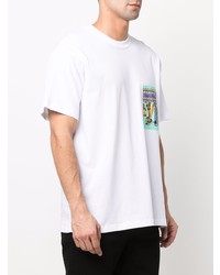 weißes bedrucktes T-Shirt mit einem Rundhalsausschnitt von VERSACE JEANS COUTURE