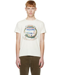 weißes bedrucktes T-Shirt mit einem Rundhalsausschnitt von Remi Relief