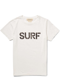 weißes bedrucktes T-Shirt mit einem Rundhalsausschnitt von Remi Relief