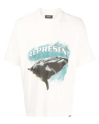 weißes bedrucktes T-Shirt mit einem Rundhalsausschnitt von Represent