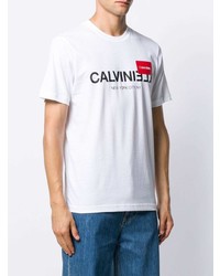 weißes bedrucktes T-Shirt mit einem Rundhalsausschnitt von Calvin Klein