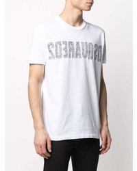 weißes bedrucktes T-Shirt mit einem Rundhalsausschnitt von DSQUARED2