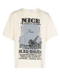 weißes bedrucktes T-Shirt mit einem Rundhalsausschnitt von Rhude