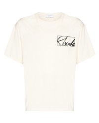 weißes bedrucktes T-Shirt mit einem Rundhalsausschnitt von Rhude