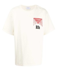 weißes bedrucktes T-Shirt mit einem Rundhalsausschnitt von Rhude