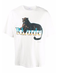 weißes bedrucktes T-Shirt mit einem Rundhalsausschnitt von Rhude