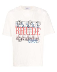 weißes bedrucktes T-Shirt mit einem Rundhalsausschnitt von Rhude