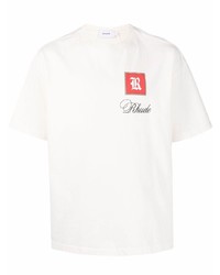 weißes bedrucktes T-Shirt mit einem Rundhalsausschnitt von Rhude