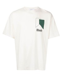 weißes bedrucktes T-Shirt mit einem Rundhalsausschnitt von Rhude