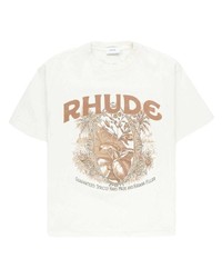 weißes bedrucktes T-Shirt mit einem Rundhalsausschnitt von Rhude