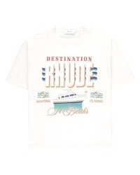 weißes bedrucktes T-Shirt mit einem Rundhalsausschnitt von Rhude