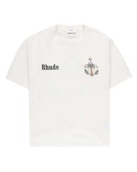 weißes bedrucktes T-Shirt mit einem Rundhalsausschnitt von Rhude