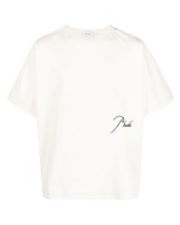 weißes bedrucktes T-Shirt mit einem Rundhalsausschnitt von Rhude