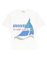 weißes bedrucktes T-Shirt mit einem Rundhalsausschnitt von Rhude