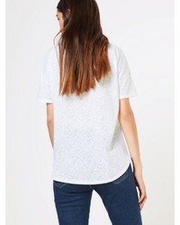 weißes bedrucktes T-Shirt mit einem Rundhalsausschnitt von Rich & Royal