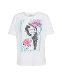 weißes bedrucktes T-Shirt mit einem Rundhalsausschnitt von Rich & Royal