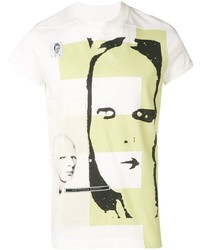 weißes bedrucktes T-Shirt mit einem Rundhalsausschnitt von Rick Owens DRKSHDW