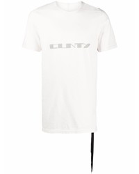 weißes bedrucktes T-Shirt mit einem Rundhalsausschnitt von Rick Owens DRKSHDW