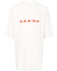 weißes bedrucktes T-Shirt mit einem Rundhalsausschnitt von Rick Owens DRKSHDW